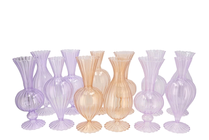 Sunny Dreamy Pastel Mix Glass Vase Ass 12x12x28cm