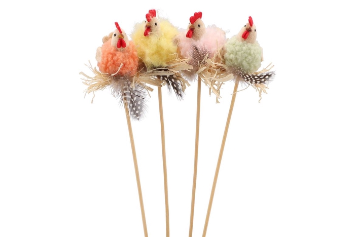 <h4>Easter Stick Fluffy Chicken Nest Color Ass P/1 50x8cm</h4>