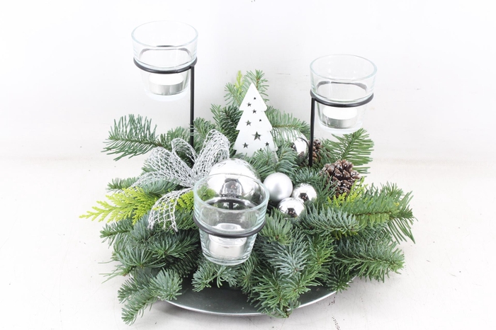 <h4>arr5 Kerst PL - Kunstst. plate Zilver 3wax standaard</h4>