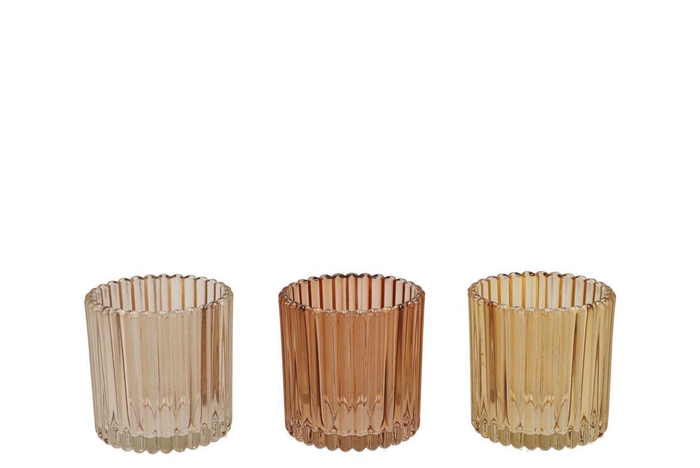 <h4>Roman Warm Sand Mix Glass Candle Holder Ass 9x9x9cm Nm</h4>