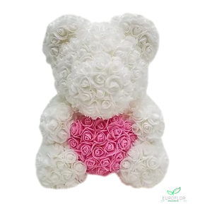 FOAM BEAR 40CM WHITE (PINK HEART)