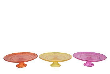 <h4>Dayah Orange Mix Glass Plate On Foot 25x9cm Ass P/</h4>