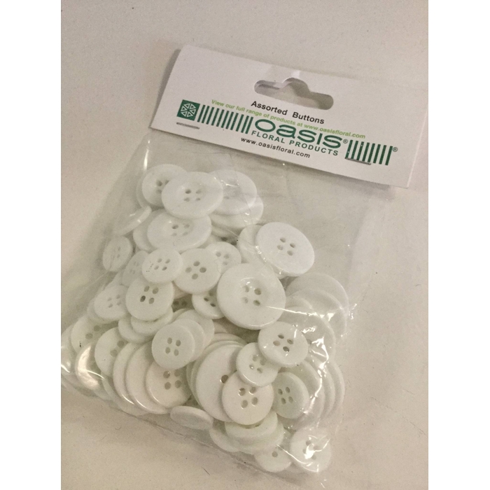 <h4>BUTTONS ASSORTED 3SIZES WHITE</h4>