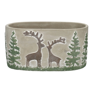 DF11-731200600 - Planter Xmas Reindeer 19.8x10.8x9.8 grey