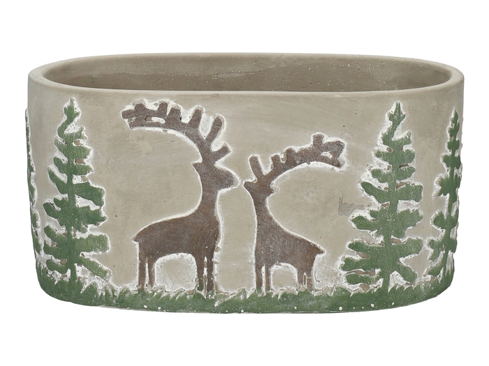 <h4>DF11-731200600 - Planter Xmas Reindeer 19.8x10.8x9.8 grey</h4>