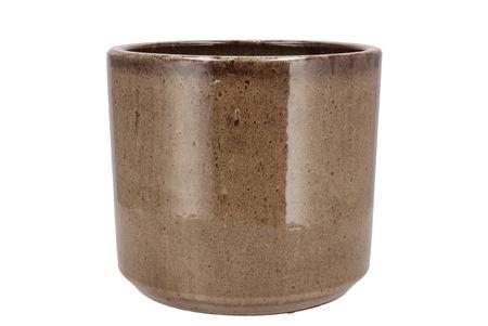 <h4>Javea Cilinder Pot Glazed Taupe 20x18cm</h4>