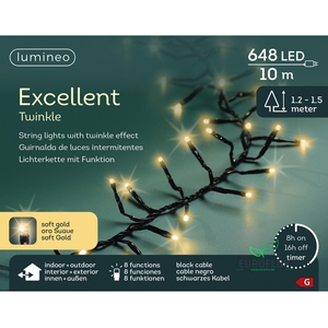 LED EXCELLENT LIGHTS 8FUNCTIES OUTDOOR ZWART-SOFTGOLD 1000CM