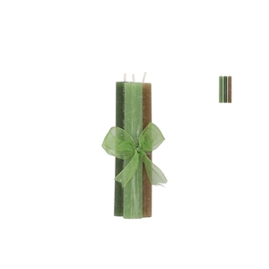Candle Frosty Taper Green Mix 2x15cm
