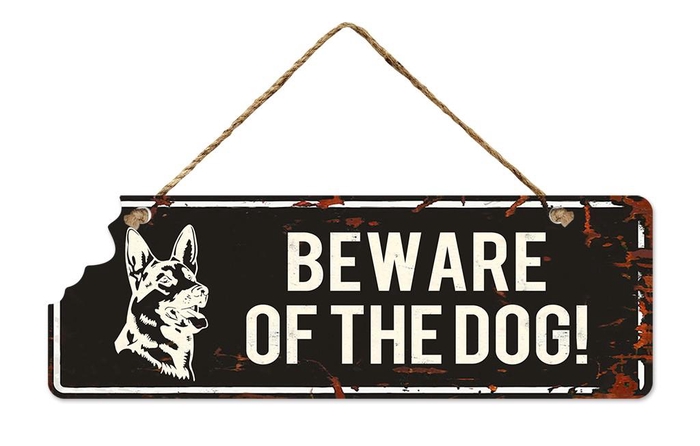 <h4>Wall Hanger Metal "Beware Dog"</h4>