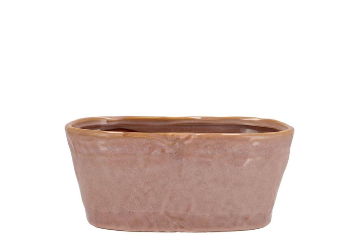 <h4>Iron Stone Old Pink Glazed Oval Pot 23x9x10cm Nm</h4>