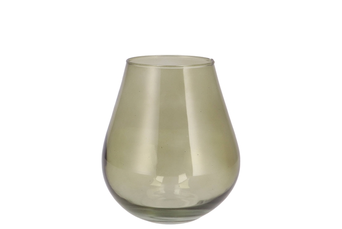 <h4>Mira Olive Green Glass Wide Vase 14x14x15cm</h4>