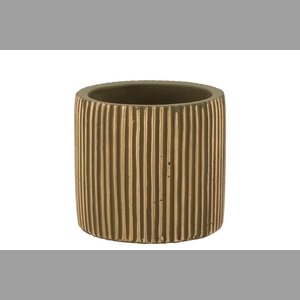 Stripes Green Gold Cylinder Pot 11x10cm Nm