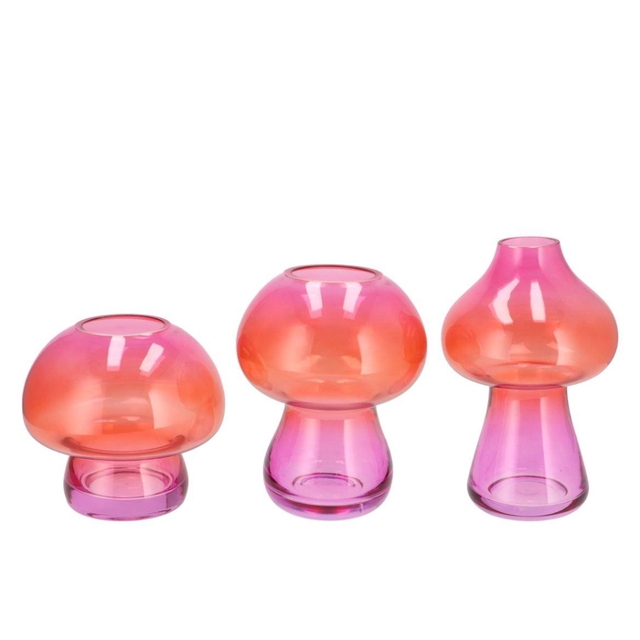 <h4>Nova Fuchsia Vase Mushroom Narrow Tricolor 13x13x2</h4>