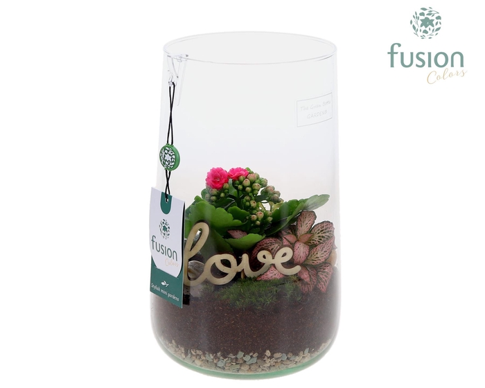 <h4>Green Bottle Deline Large Love met arrangement</h4>