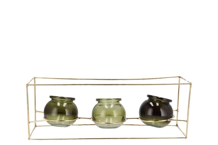 <h4>Polly Summer Green Mix Metal Rack 3 Glass Ass 35x11x13cm</h4>