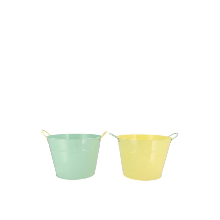 <h4>Zinc Basic Pastel Green/yellow Ears Bucket 13x12cm</h4>