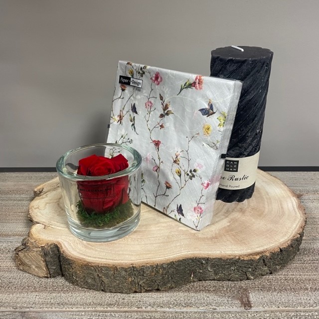 Geschenkpakket xl rood stab. glas