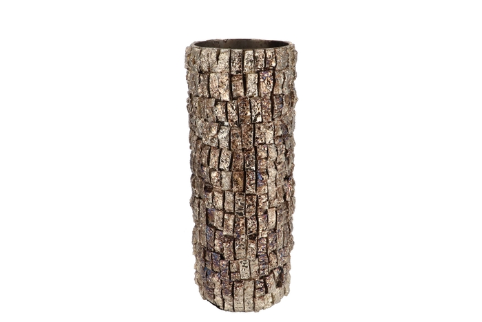 Nepal Iron Pot Birch Mosaic 13x13x36cm Nm