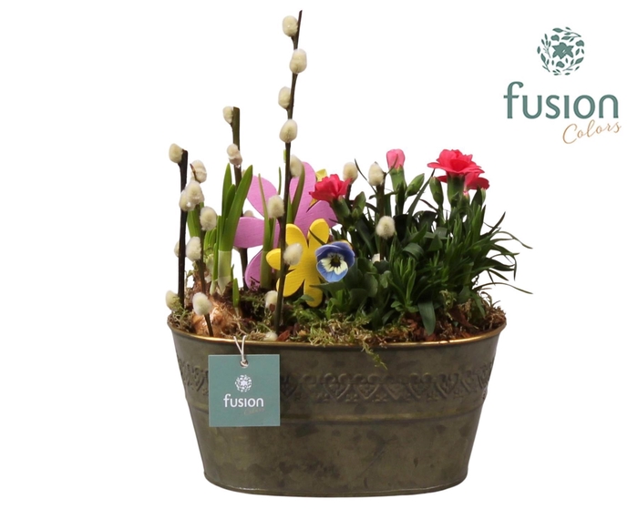 <h4>Schaal zink ovaal Voorjaar met Arrangement</h4>