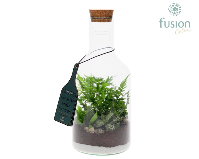 <h4>Green Bottle Fles Small met arrangement</h4>