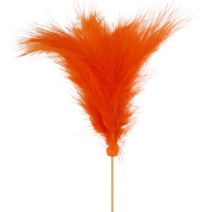 Bijsteker pluimveer 10cm+10cm stok oranje