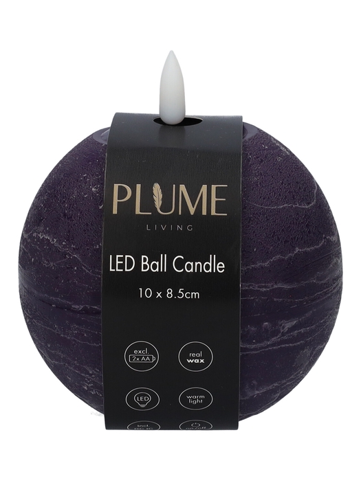 <h4>DF-731302500 - Ball LED candle Lumina1 RC d8xh7 aubergine</h4>