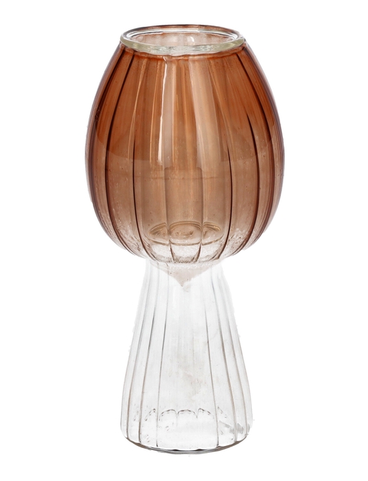 <h4>DF02-730302100 - Candle holder Morel2 d3.4/5.5xh11.8 brown/clear</h4>