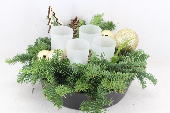 <h4>arr5 Kerst PL - Lage schaal zwart 4licht Gold</h4>