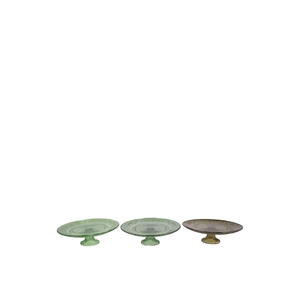 Dayah Summer Green Mix Glass Plate On Foot 15x8cm Ass P/1