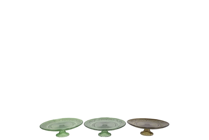 Dayah Summer Green Mix Glass Plate On Foot 15x8cm Ass P/1 Nm