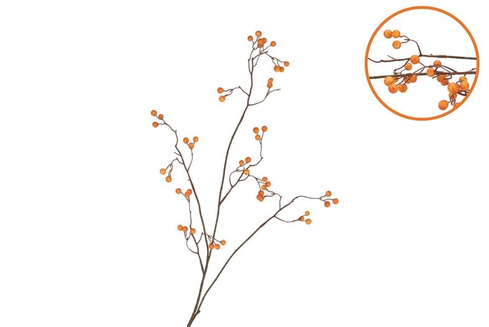 Silk Berry Branched Orange 93cm Nm