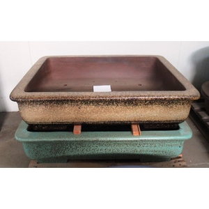 pot rectangle glazed, brown or green (84x64x18)