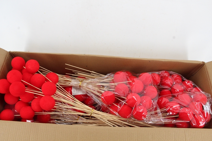 <h4>Stick Ball Flock Ø6cm Red</h4>
