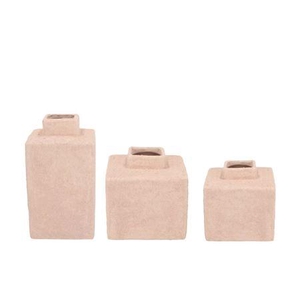 Lisboa Pink Vase Cube S/3 10x10/10x16/10x22