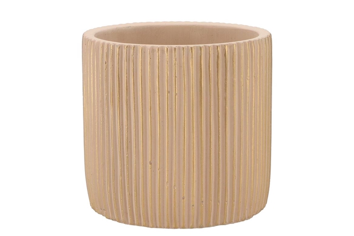 Stripes Sand Gold Cylinder Pot 15x14cm Nm