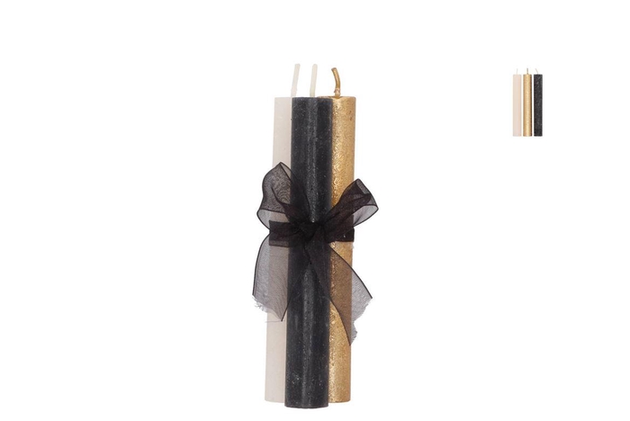 <h4>Candle Frosty Taper Black Mix 2x15cm</h4>