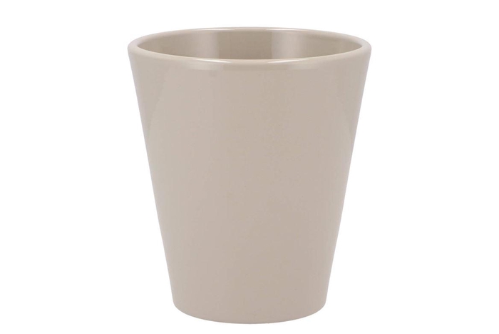 Ceramic Shiny Taupe Pot Orchid 15x15cm Nm