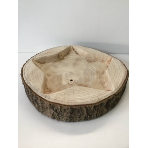 WOODEN PLATE ROUND WITH STAR NATURAL 35-37CM
