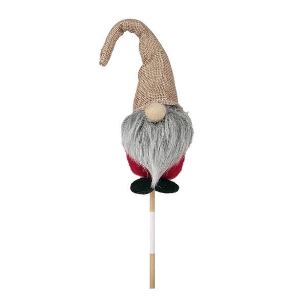 <h4>Bijsteker kabouter pluche 12x6cm+12cm stok rood</h4>