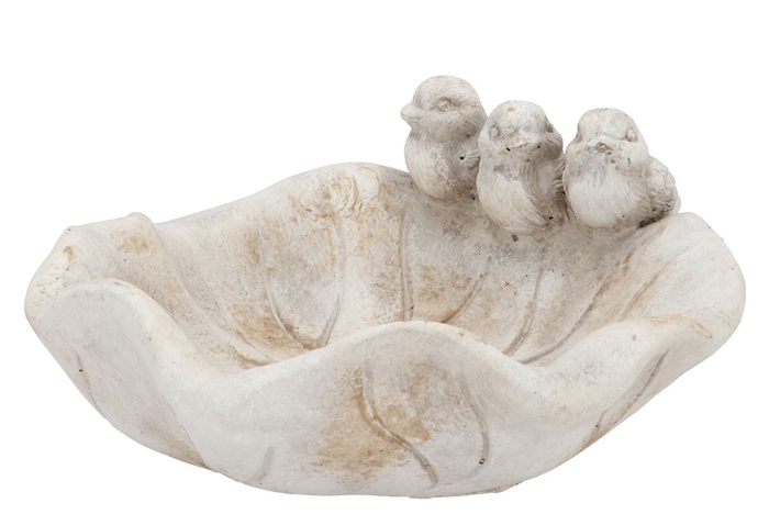 <h4>Concrete Bird Bowl Antique Leaf Birds 24x24x11cm</h4>