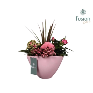 Keramiek pot ovaal roze met lovearrangement