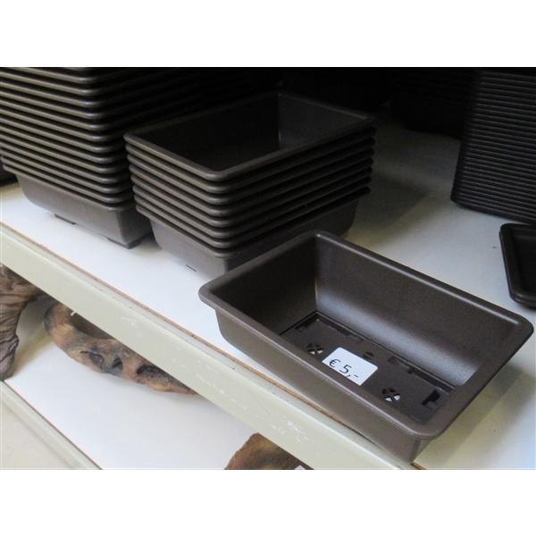 <h4>Bonsai pot rectangle, brown plastic (21,5x15,5x7,5) , trainingpot</h4>
