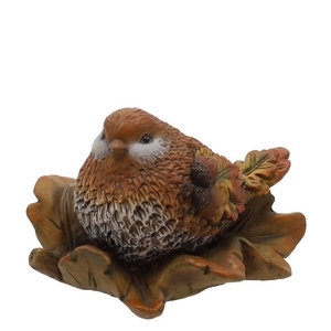 Herfst Deco vogel op nest 14*11*9cm