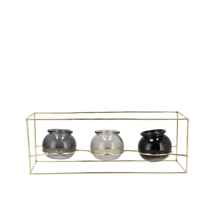 <h4>Polly Summer Grey Mix Metal Rack 3 Glass Ass 35x11</h4>