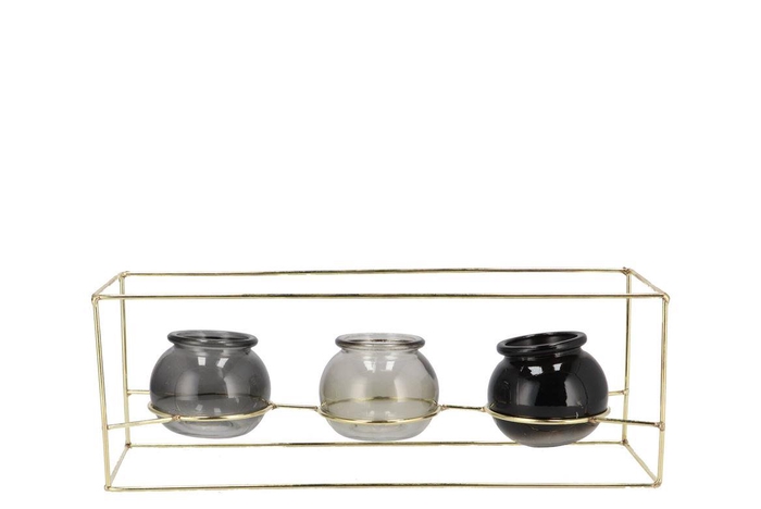 Polly Summer Grey Mix Metal Rack 3 Glass Ass 35x11
