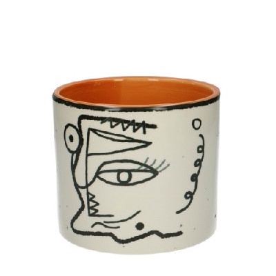 Ceramics Face cylinder d13*11.5cm