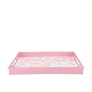 Melamine Old Pink Plate Rectangle Bird 40x30x4cm