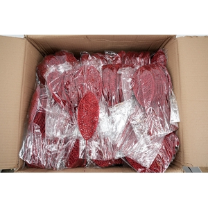 Pick Leaf glitter open 14x6cm+10cm wire red 25pce/bag