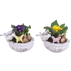 Early Spring Arr. Outdoor Ceramic Bird Bath Ø23cm 2PP