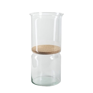 Glas Vaas Eco Duet+kurk d15*35cm